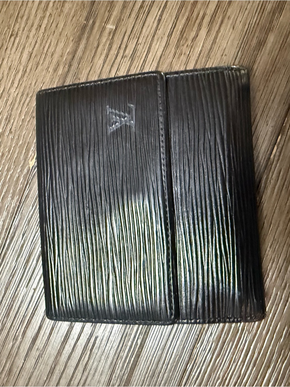 Louis Vuitton Black Textured Leather Bifold Wallet-COA included